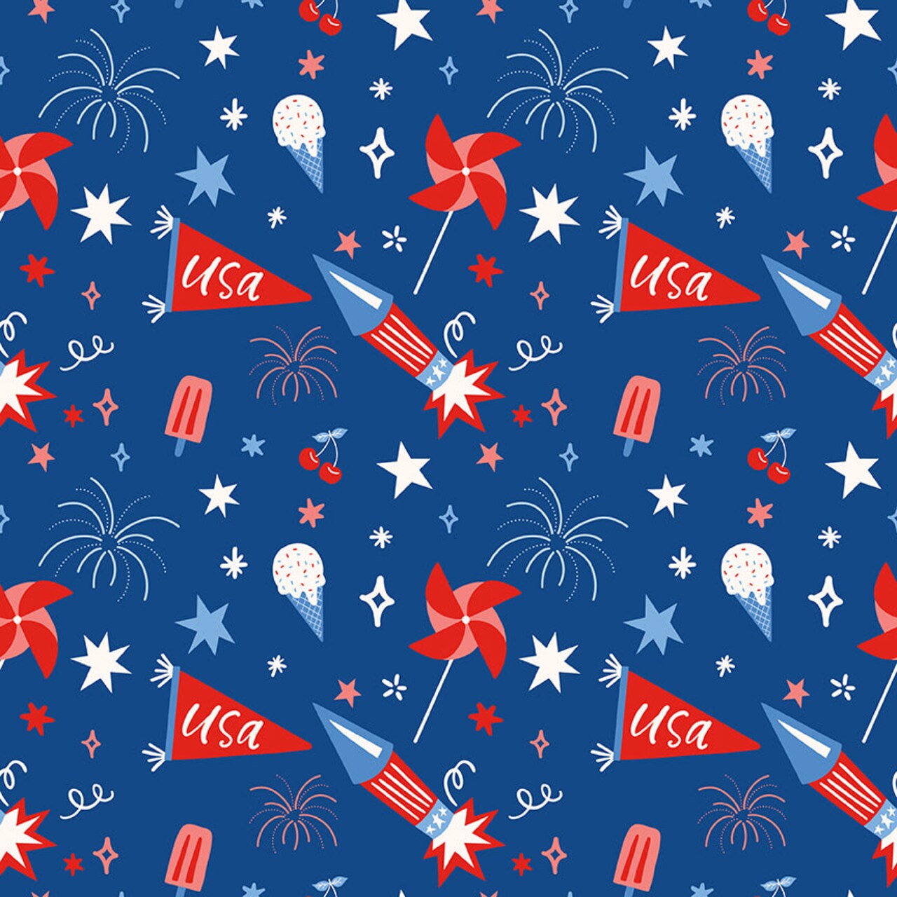 Fabric Riley Blake Blue Main Firecracker by the Quarter Yard C17200-BLUE
